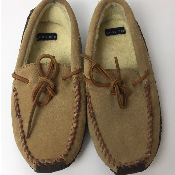 Lands' End Shoes 325 Boys Sz 5 Lands End Moc Slippers Leather